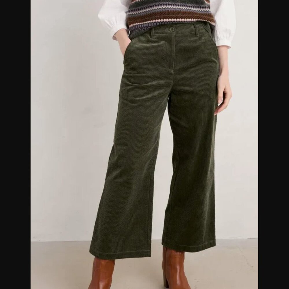 Seasalt Cornwall Asphodel Cord Trousers in Highland (olive green)